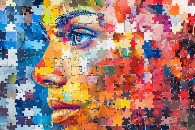 Autism day awareness with colourful portrait