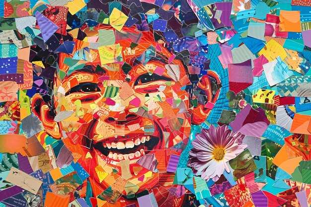 自閉症デーに関する意識を高めるためのカラフルな肖像画