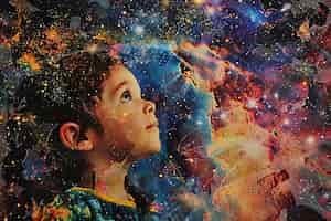 Бесплатное фото Осознание дня аутизма с красочным портретом