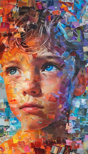 Бесплатное фото День аутизма с красочным портретом