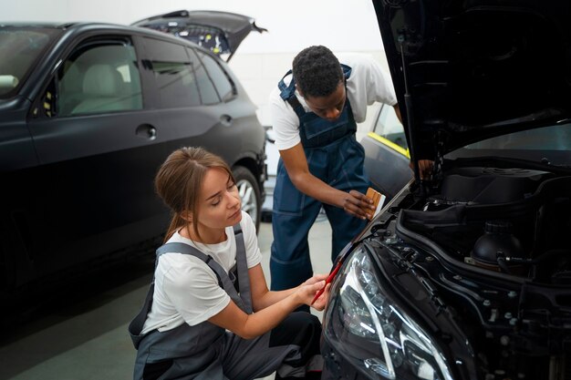 Auto service salon doign car wrapping