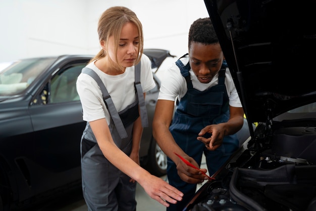 Auto service salon doign car wrapping