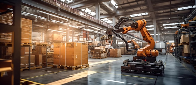 Free photo automated robotic systems enhance manufacturing in smart warehouses