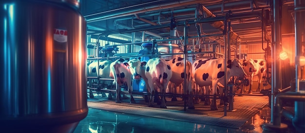 Бесплатное фото Автоматическая система доения коров на молочных фермах