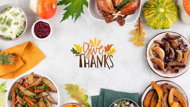 Free photo autumn banner with delicious food