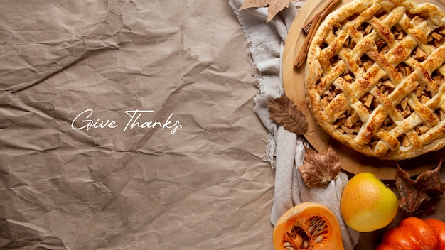 Бесплатное фото Осенний баннер с видом сверху на вкусную еду