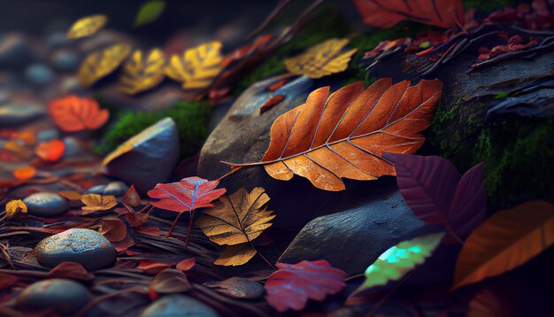 Autumn beauty in nature vibrant colored forest foliage generated by AI