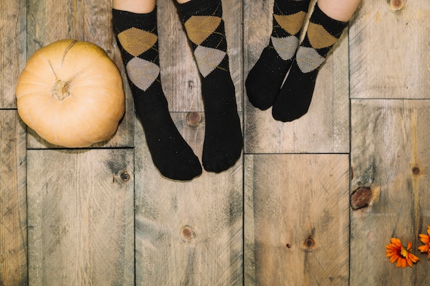 Free photo autumn concept with women wearing socks