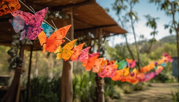 Free photo autumn leaf decoration hangs on vibrant tree generated by ai