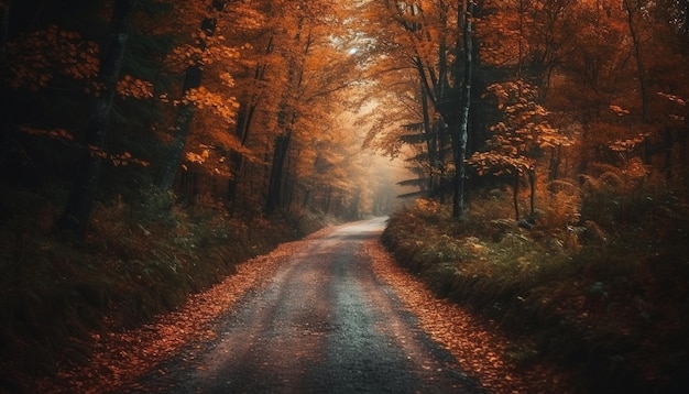 Autumn leaves blanket forest floor beauty abounds generated by AI