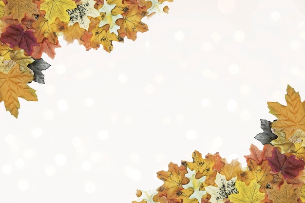 Autumn leaves corner frame pattern