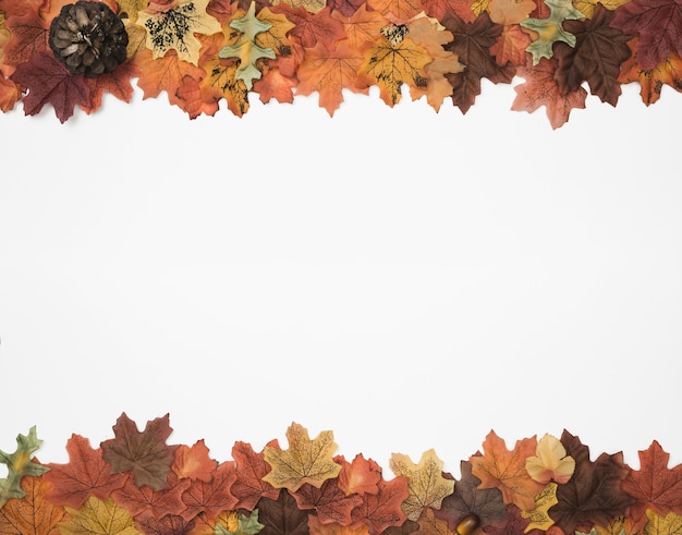 Free photo autumn leaves side frame