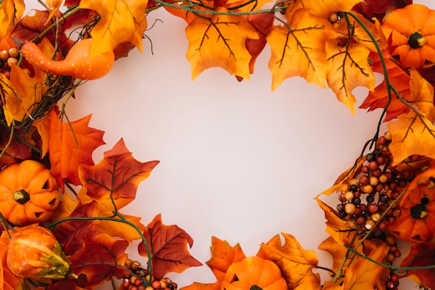 Autumn leaves with circular space