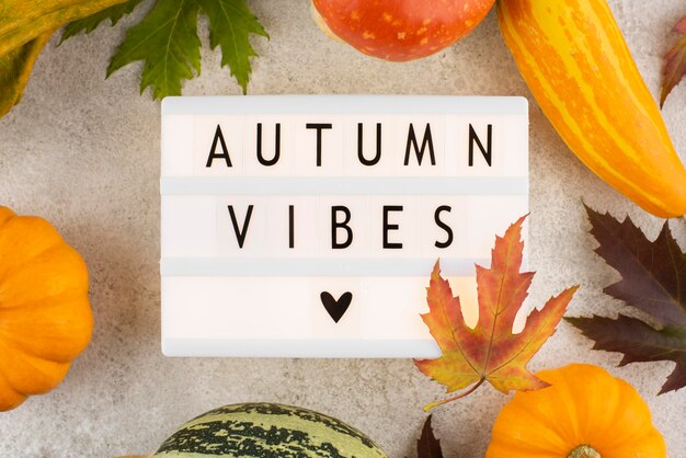 Autumn message on lightbox arrangement