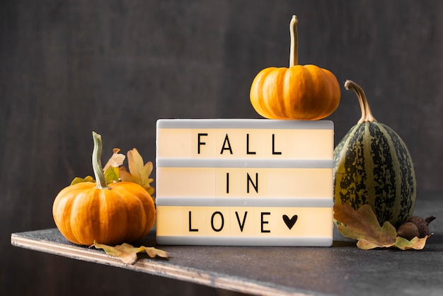 Autumn message on lightbox arrangement