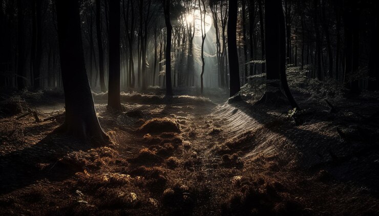 Free Photo autumn mystery unfolds on the forest footpath generated by ai