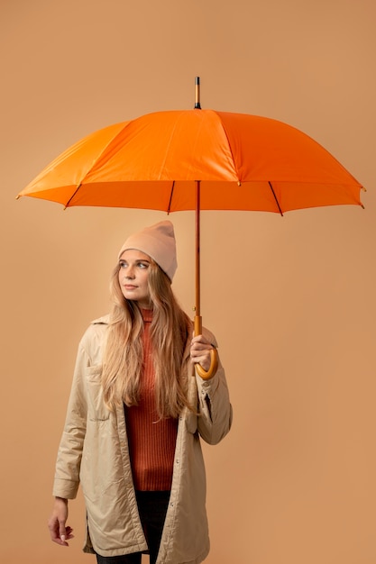 Autumn person with umbrella