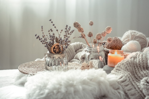 Free photo autumn still life home decor in a cozy house.