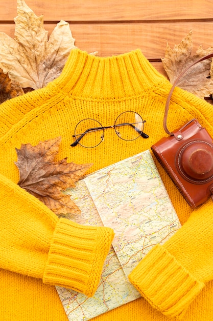 Free photo autumn traveling elements assortment