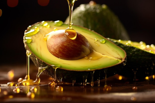 Free photo avocado oil pouring on top oil splashes