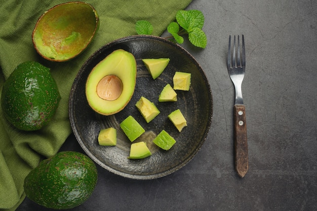 Prodotti di avocado a base di avocado concetto di nutrizione alimentare.