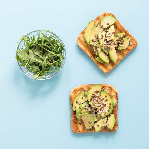 Free photo avocado toast for breakfast