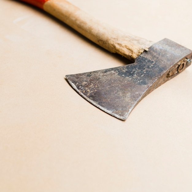 Axe placed on table