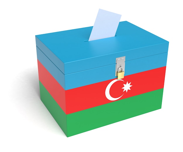 アゼルバイジャン​の​国旗​投票箱​。​孤立した​白い​背景​。 3​d​レンダリング​。