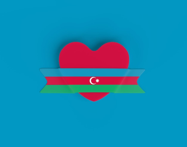 Azerbaijan Flag Heart Banner