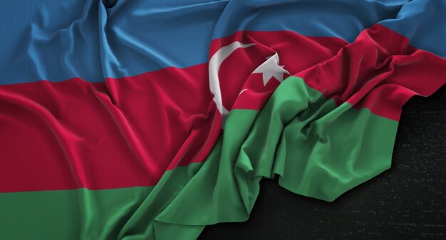 어두운 배경에 주름 아제르바이잔 국기 3D 렌더링