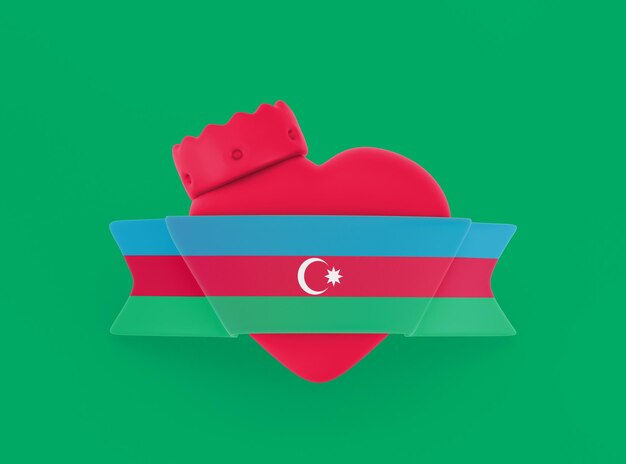 Foto gratuita bandiera del cuore dell'azerbaigian