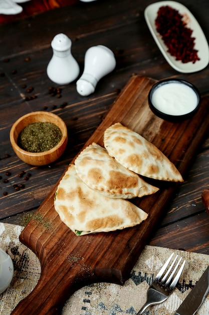 Azeri traditional jorat kutaba with meat