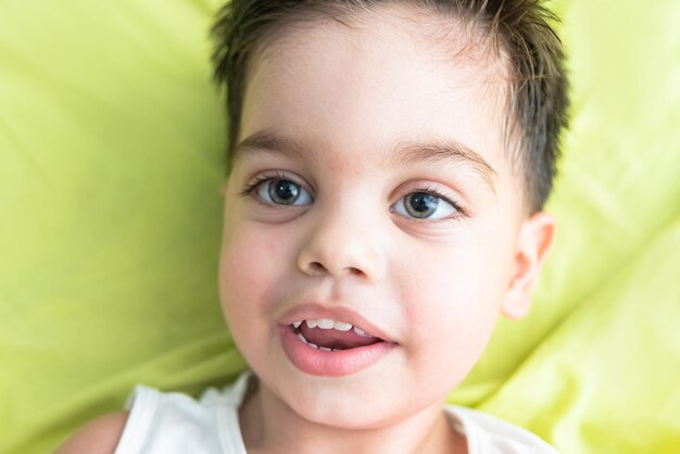 Baby boy with fun expression on his face