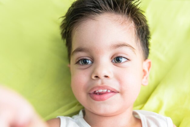 Baby boy with fun expression on his face