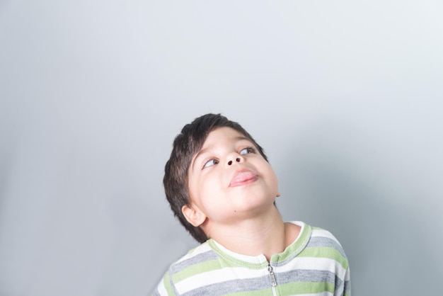 Baby boy with fun expression on his face