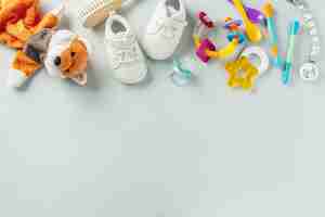 Free photo baby care accessories flat lay