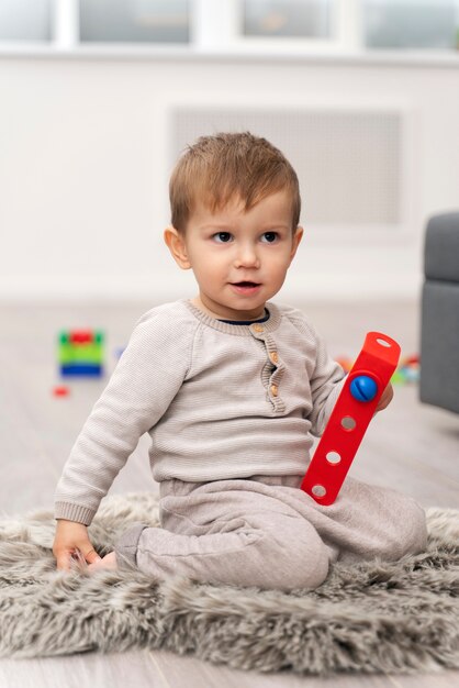 Baby doing his first steps