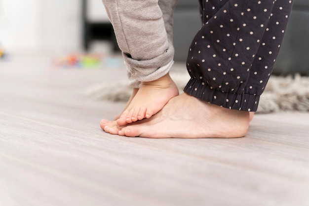 Baby doing his first steps