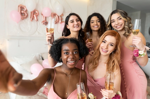 Bachelorette celebrating with team bride