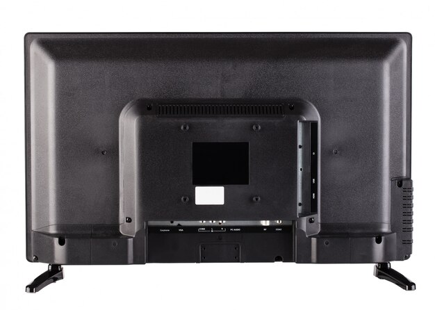 無料のベクター Lcdテレビ プラズマテレビのモックアップ 現代ビデオシステムの正面 背面および側面図