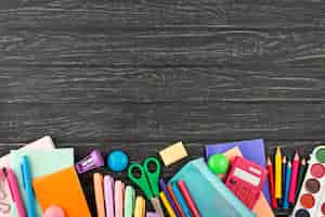 Free photo back to school background with school supplies and copy space