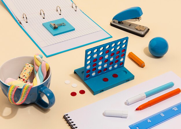 back to school concept with various supplies