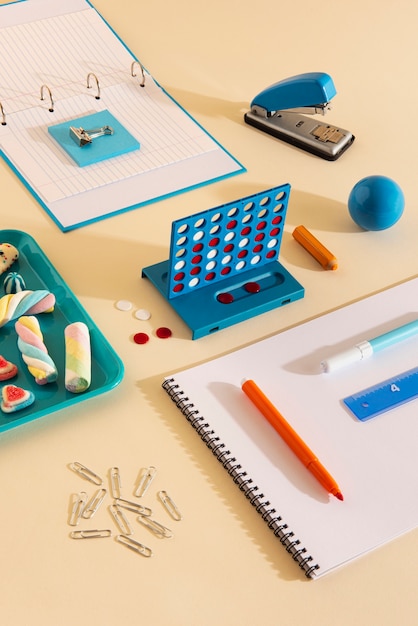 back to school concept with various supplies