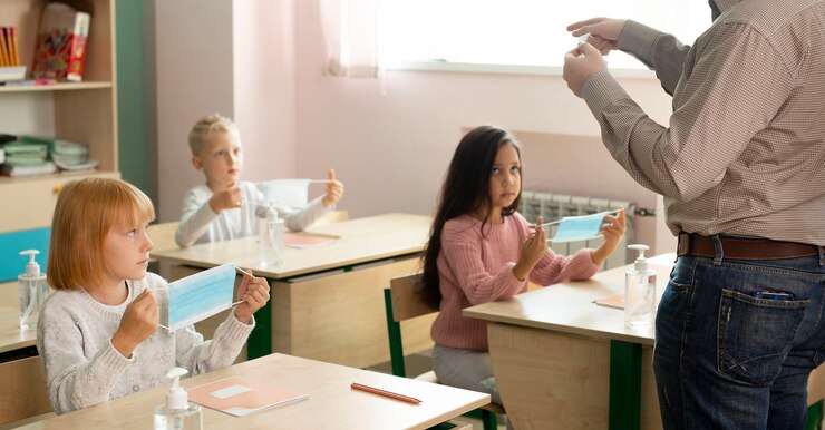 Free Photo back to school during covid concept