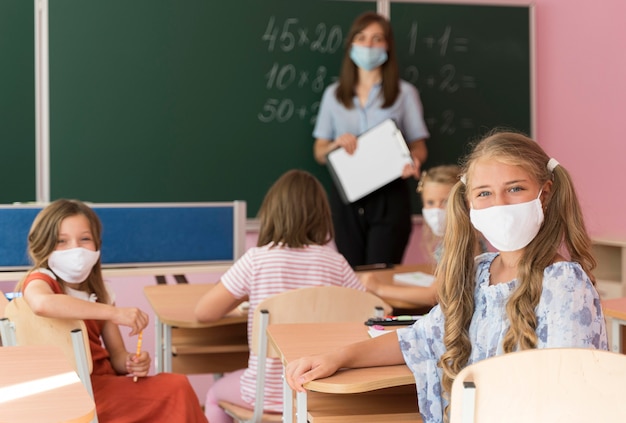 Ritorno a scuola durante il concetto covid