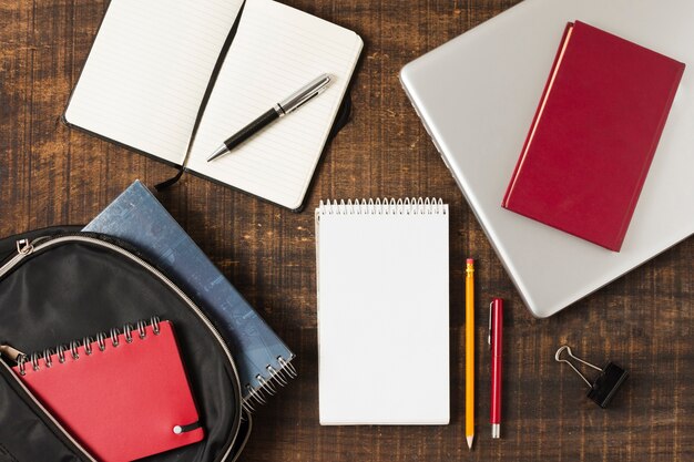 back to school notepads arrangement top view