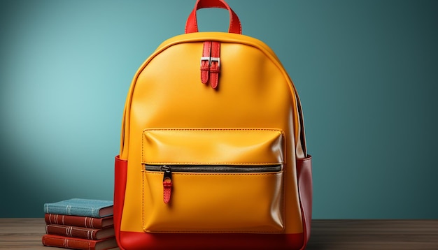 Free photo back to school student carrying yellow backpack studying literature generated by artificial intelligence