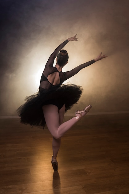 Free photo back view ballet choreography