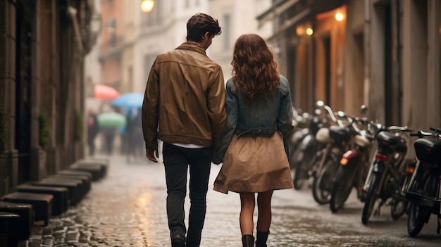 Free photo back view couple walking together