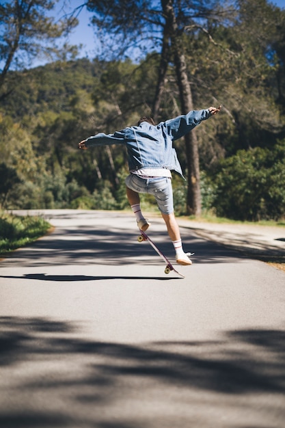 Back view of man doing tricks